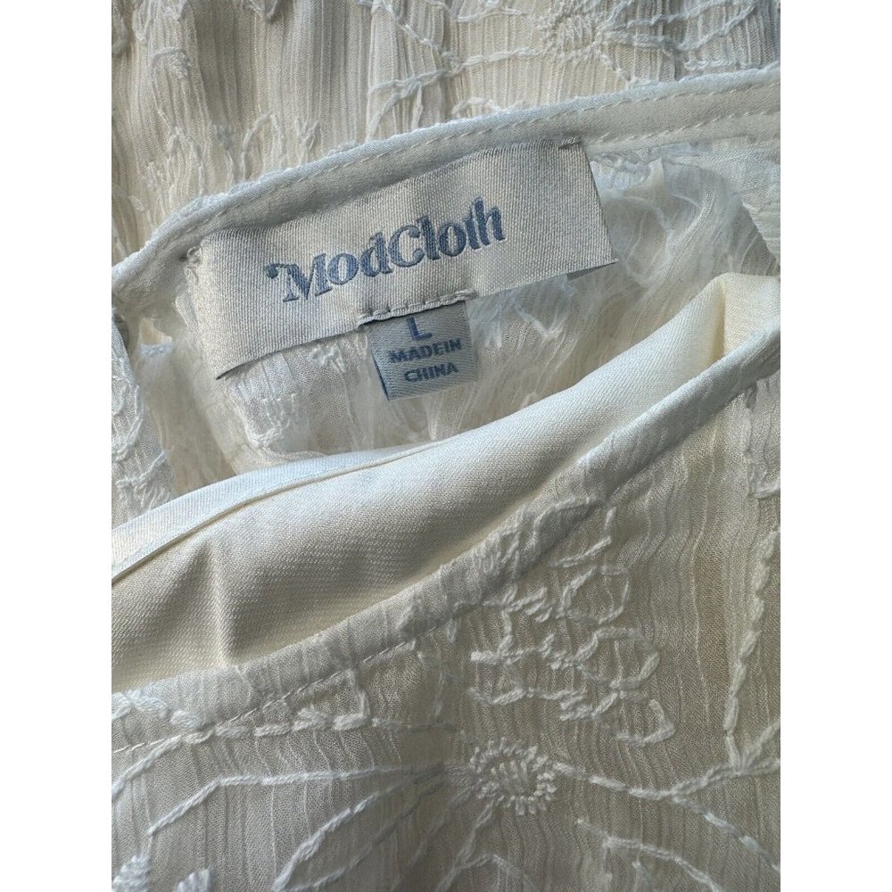 Modcloth “Just The Beginning” White Maxi Dress Lace Long Sleeve Size Large NWT - Picture 3 of 16